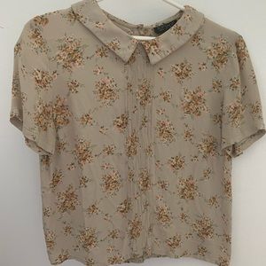 Topshop floral collared blouse